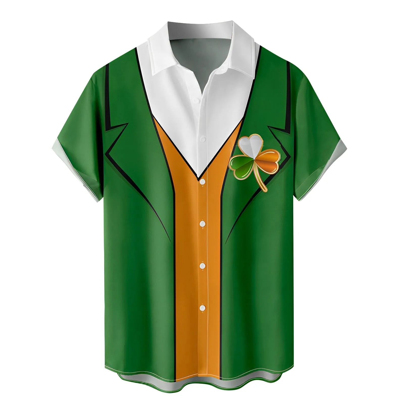 

Male Spring And Summer Single Breasted Shirts Casual Lapel Full Print Beach Short Sleeve Vacation Outdoor Vacation Shirts