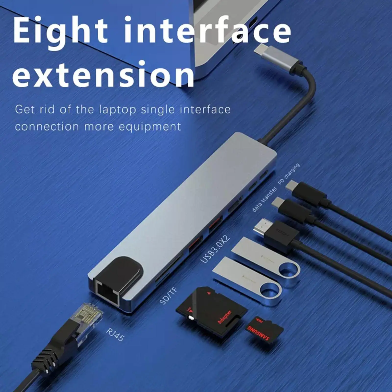 

Док-станция сетевая 8-в-1 с разъемом Type-C и кабелем HDMI