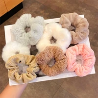 winter plush scrunchies elastic hair bands ponytail holders rope soft plush hair ties hair styling accessories for women girls