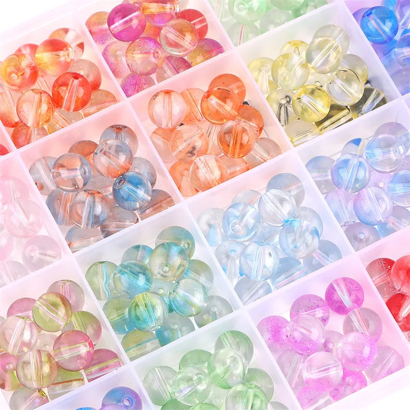 25 шт./лот разноцветные Круглые прозрачные бусины с большим отверстием для