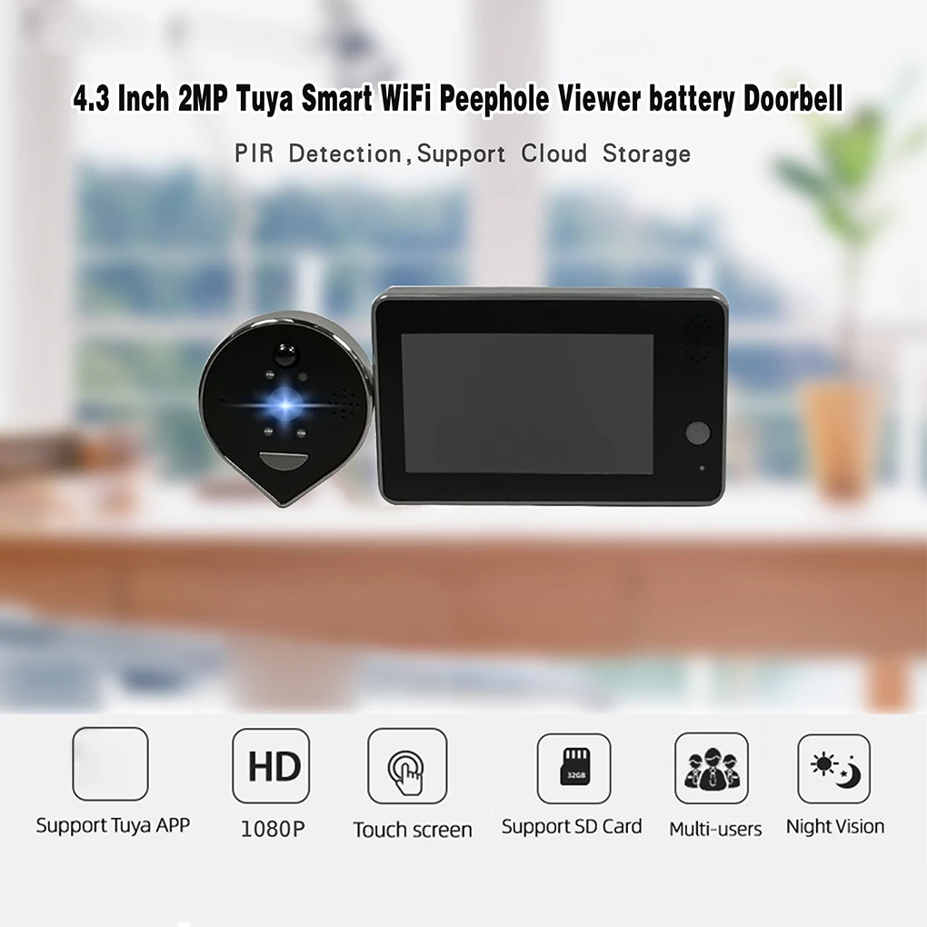 

LCD Screen Video Doorbell Peephole Camera Viewer Visual Intercom Two-way Audio High-definition Wireless Door Bell Monitor