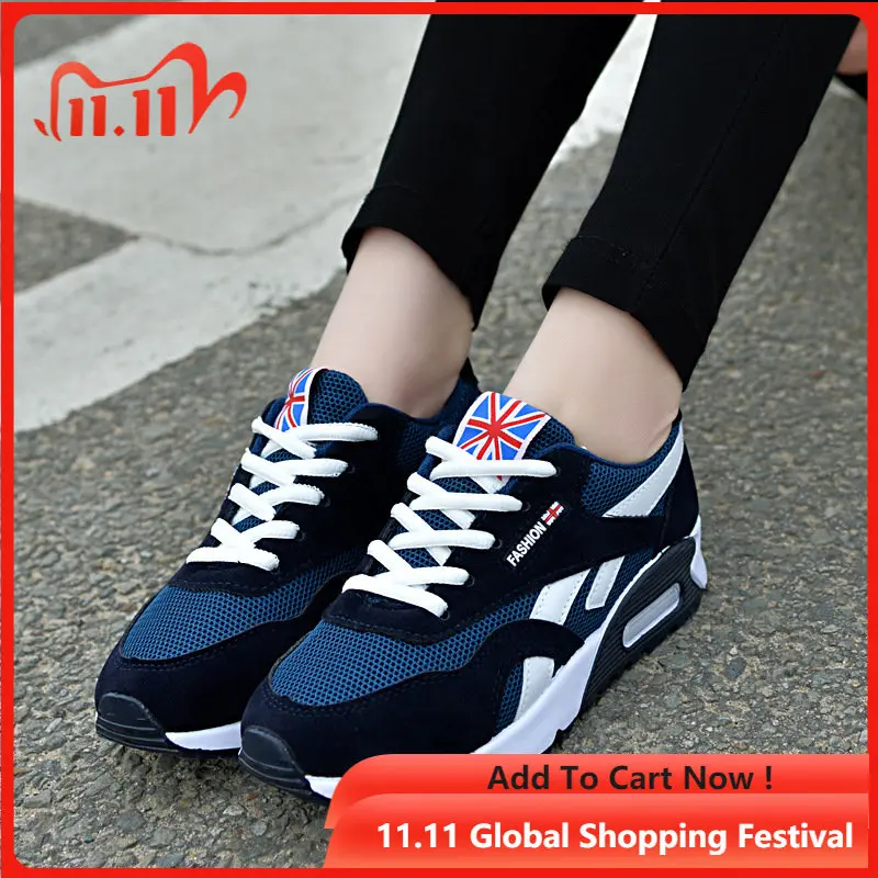 

Womens Air Cushion Athletic Sneakers Breathable Gym Jogging Tennis Shoes Fashion Sport Lace Up Platform Shoes Tenes Feminino