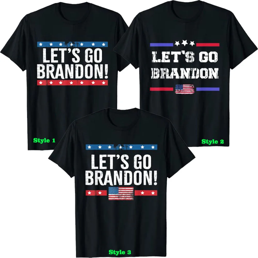 

Let's Go Brandon Conservative Anti Liberal Vintage US Flag T-Shirt Funny Political Joke Tee Tops Men Clothing