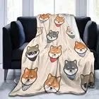 Мягкое теплое фланелевое одеяло с изображением милой Шиба-ину, японской собаки, 60x80 дюймов, легкое Флисовое одеяло для дивана, кровати, дивана, путешествий