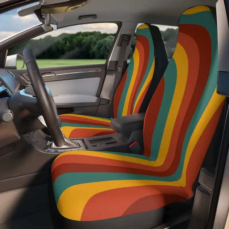 

Abstract Hippie Car Seat Covers Vintage Inspired Car Seat Accessory Retro Mod Car Decor Vehicle Hippie Van Seat Cover Car Gift