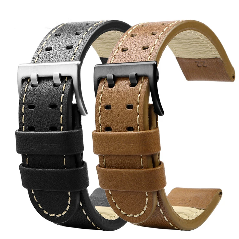 Genuine Leather jazz Watch strap For Hamilton Khaki aviation H77616533 H70615733 field Men's WatchBand  Military Style