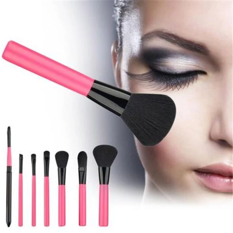 

7PCS Set Makeup Brushes Wooden Handle Nylon Hair Unique Fan Shape Powder Brush Coesmetic Makeup Tool Cosmetics
