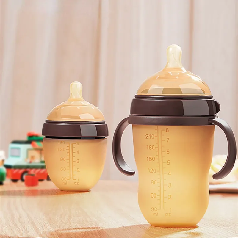 

Силиконовая нано-бутылочка для кормления ребенка с ручкой для отлучения ребенка, бутылочка с соской против удушения для ребенка 0-9 месяцев, 150 мл/250 мл