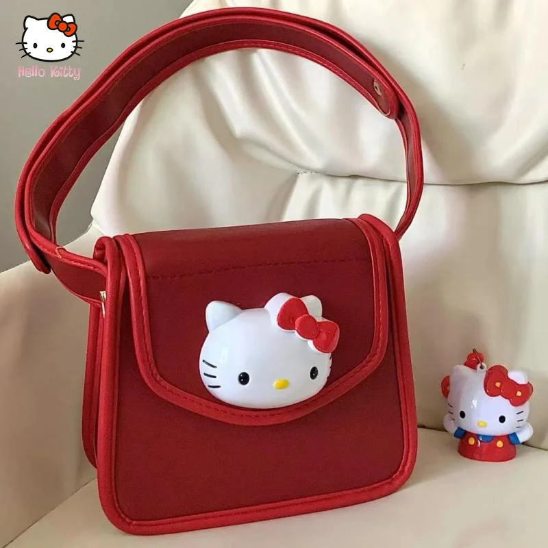 

Sanrio Hello Kitty Shoulder Bag Girl Kawaii Retro Millennial Hot Girl All-Match Fashion Adjustable Shoulder Strap Crossbody Bag