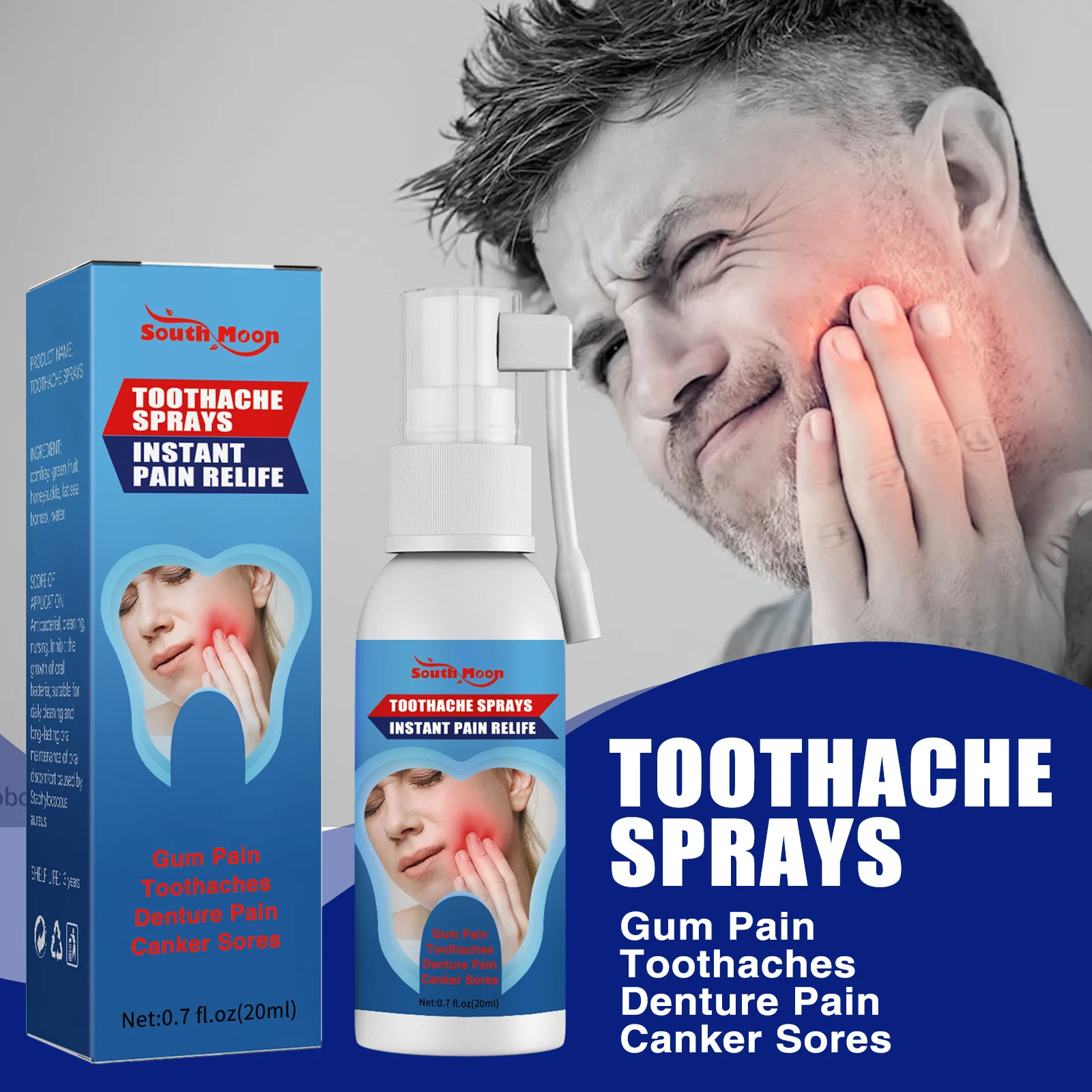 

South Moon Toothache Spray Swelling And Aching Of Gum Toothache Getting Angry Dental Cavity Toothache Stop Tooth Decay