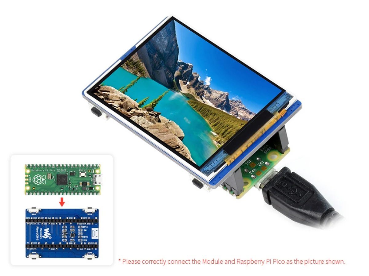 Фото 2-дюймовый модуль ЖК-дисплея для Raspberry Pi Pico, 65 тыс. цветов, 320×240, SPI №1