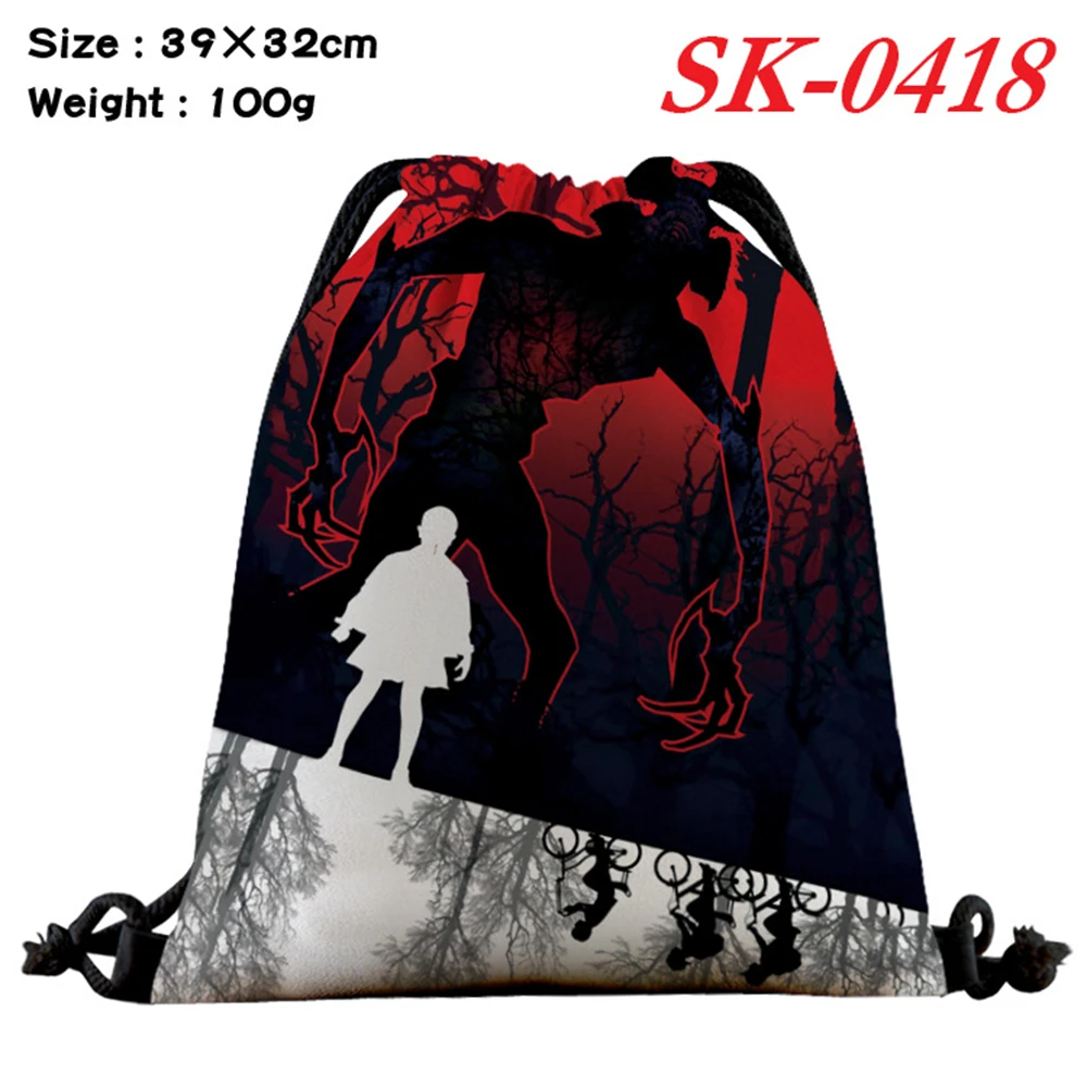 

Anime Stranger Things Canvas Drawstring Bag Cartoon Backpack Unisex Shoulders Bag Casual Student Shoes Pouch Travel Storage Bag