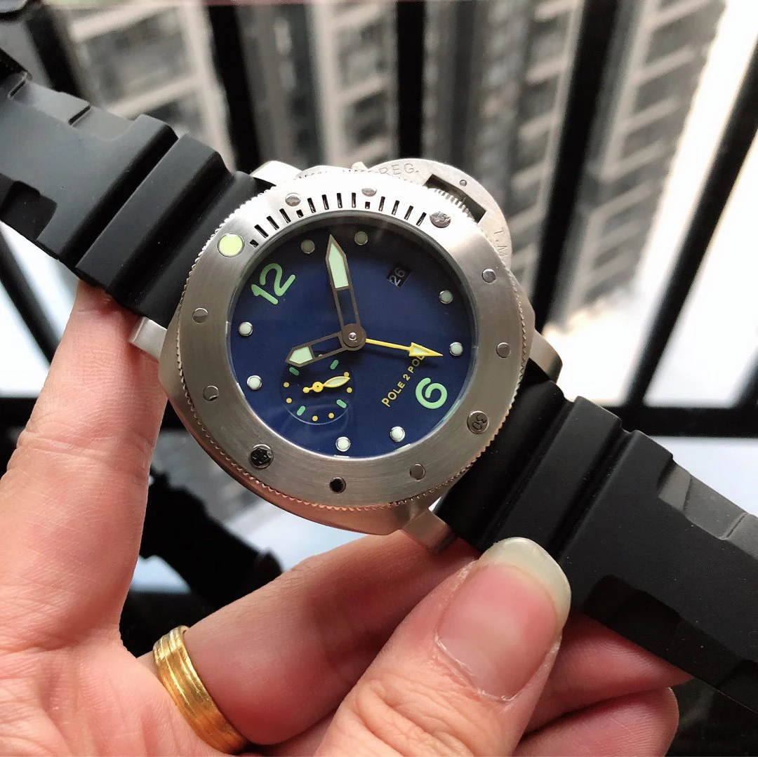 

Мужские автоматические механические часы с подсветкой GMT черный резиновый
