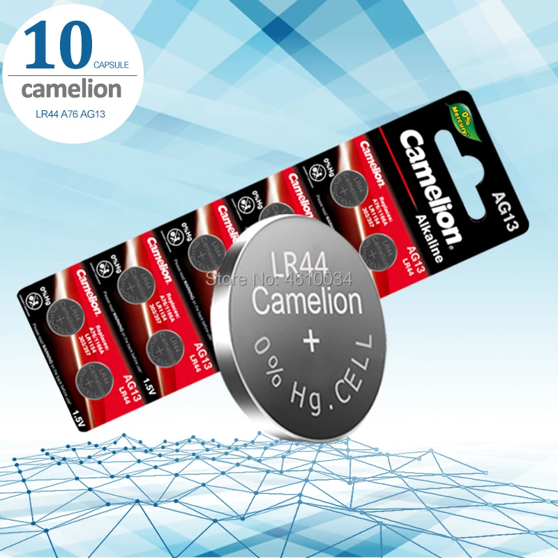 Camelion 10 шт. 1,5 в Кнопочная батарея lr44 литиевые батареи для монет A76 AG13 G13A LR44 LR1154 357A SR44 100% оригинал