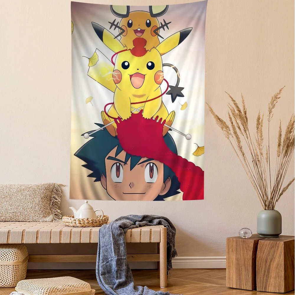 Cute P-Pokemon P-Pikachu Printed Large Wall Tapestry Hanging Tarot Hippie Rugs Dorm Home Decor