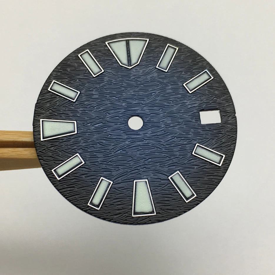 Modified 28.5mm Blue Black Dial Replacement Precision Green Luminous Lettering Dial Fit For NH35A Movement BD3