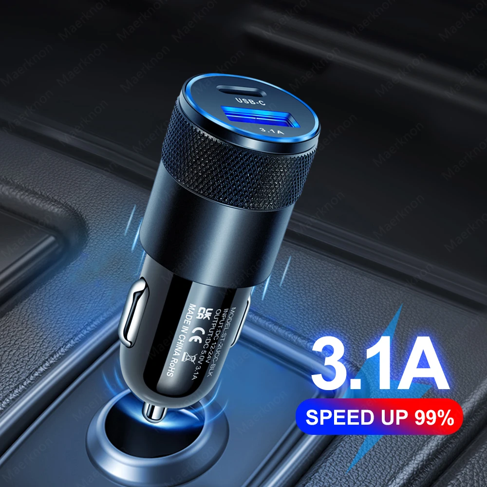 Автомобильное зарядное устройство 66 Вт USB Type C PD два порта QC 3 0 быстрая зарядка для