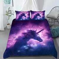 purple galaxy unicorn bedding set duvet cover for teen adult microfiber fabric comforter cover bed cover 135 and pillowcases