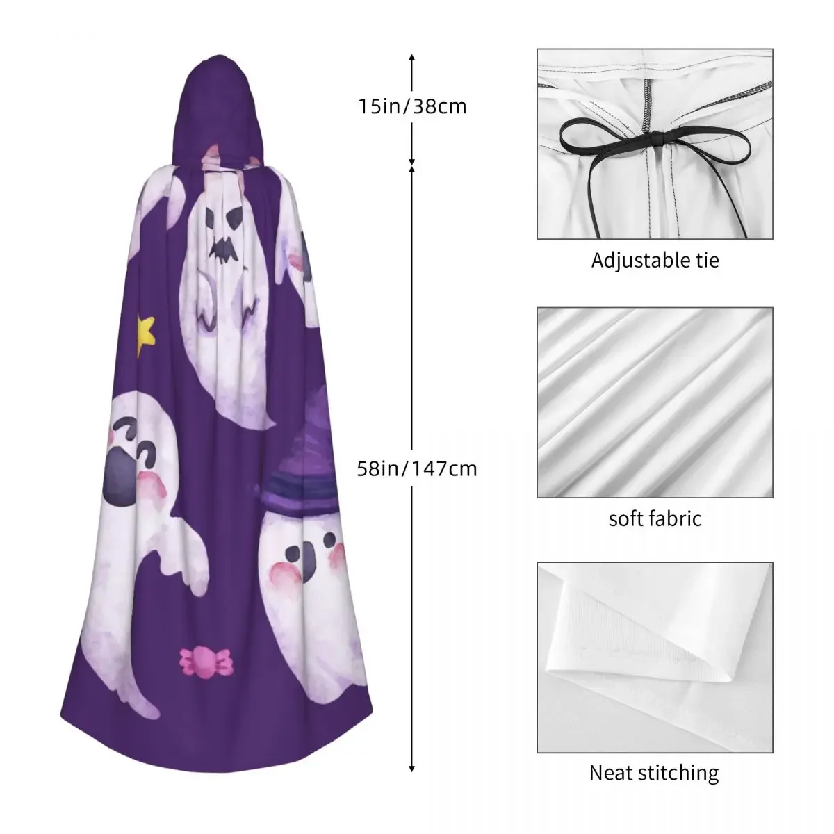 Акварель Хэллоуин призраки с капюшоном пальто Косплей Костюм вампира дьявола