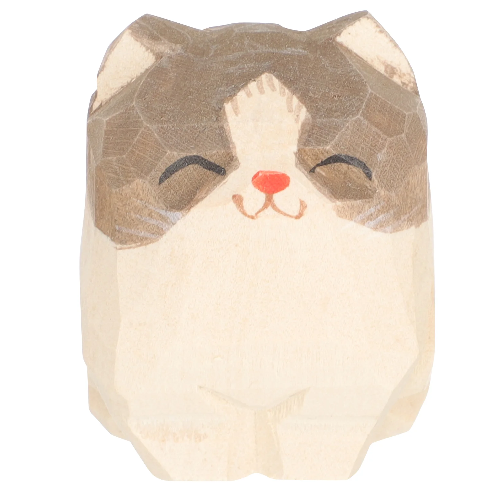 

Cat Carved Wood Statue Wooden Figurine Carving Crafts Hand Sculpture Figure Decorative Kitten Animal Decoration