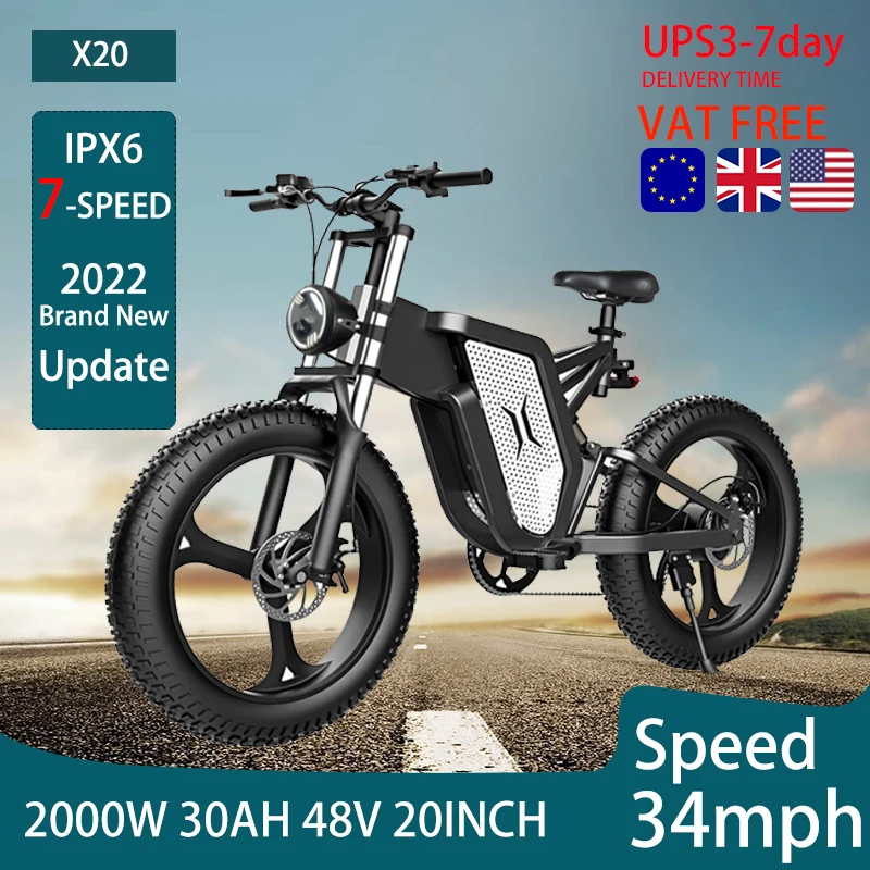 Electric Bike 2000W Electric Bike 30AH 48V Battery Ebike 20 Inch Automotive Tires Mountain Electric Men's Road Bikes