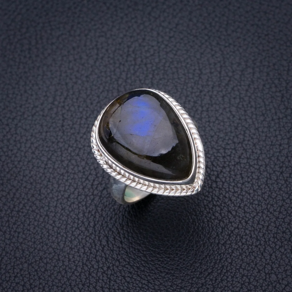 

StarGems Природный синий огонь Лабрадорит ручной работы фото серебряное кольцо 6,75 D4263