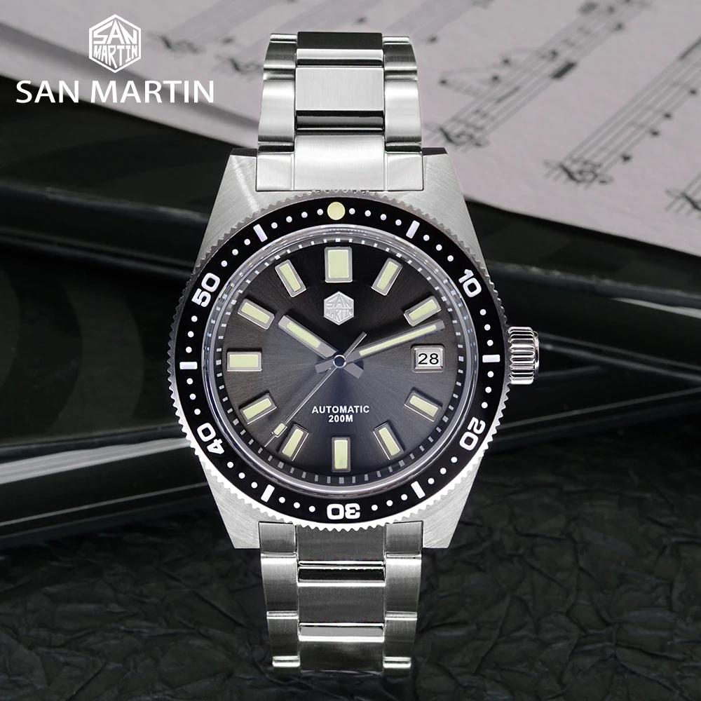 

Часы San Martin Мужские механические с сапфировым стеклом, 200 м, 41 мм