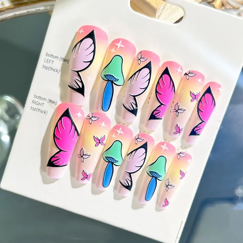 

24Pcs Wearable Long Ballerina False Nail Tips 3D Butterfly Full Cover Press on Nails Professional DIY Artificial Extension Tools