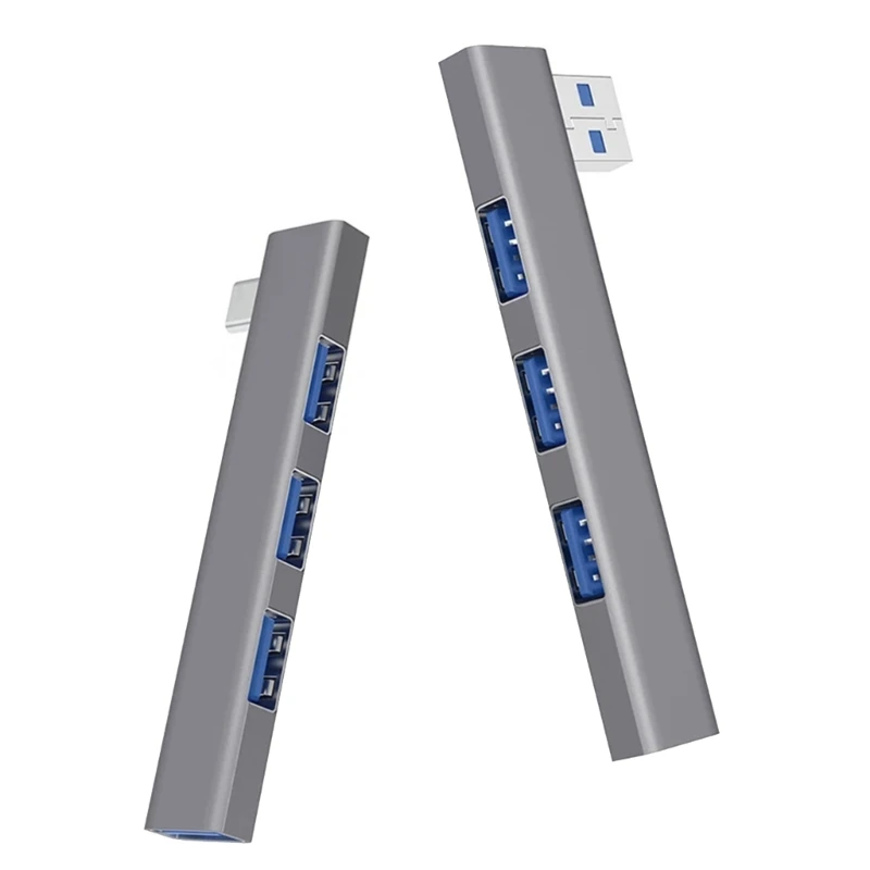 Фото Алюминиевый сплав 4 порта USB3.0 Тип C Концентраторы Быстрая скорость 5 Гбит/с Передача данных Прямоугольный дизайн Вилки Play №1
