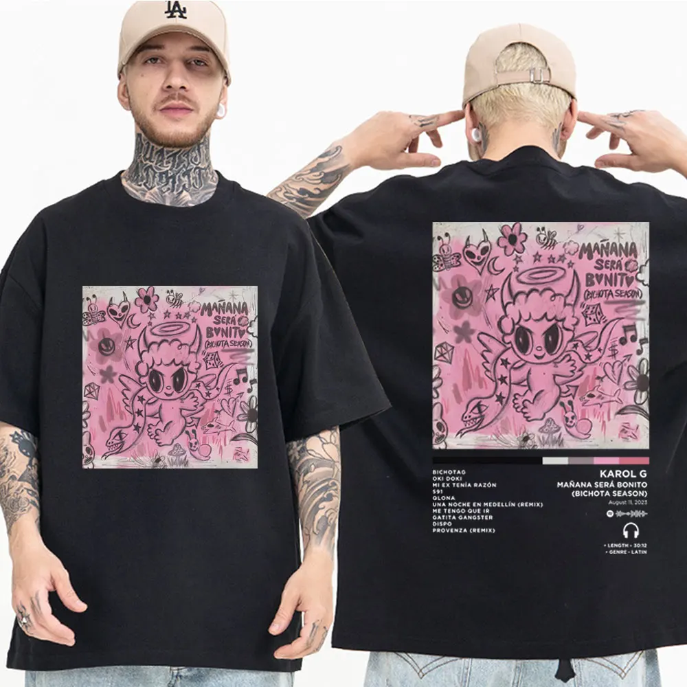 

Singer Karol G Music Album Print T Shirts Men's Women Hip Hop Fashion Oversized T Shirt High Street Trend Short Sleeve T-shirts