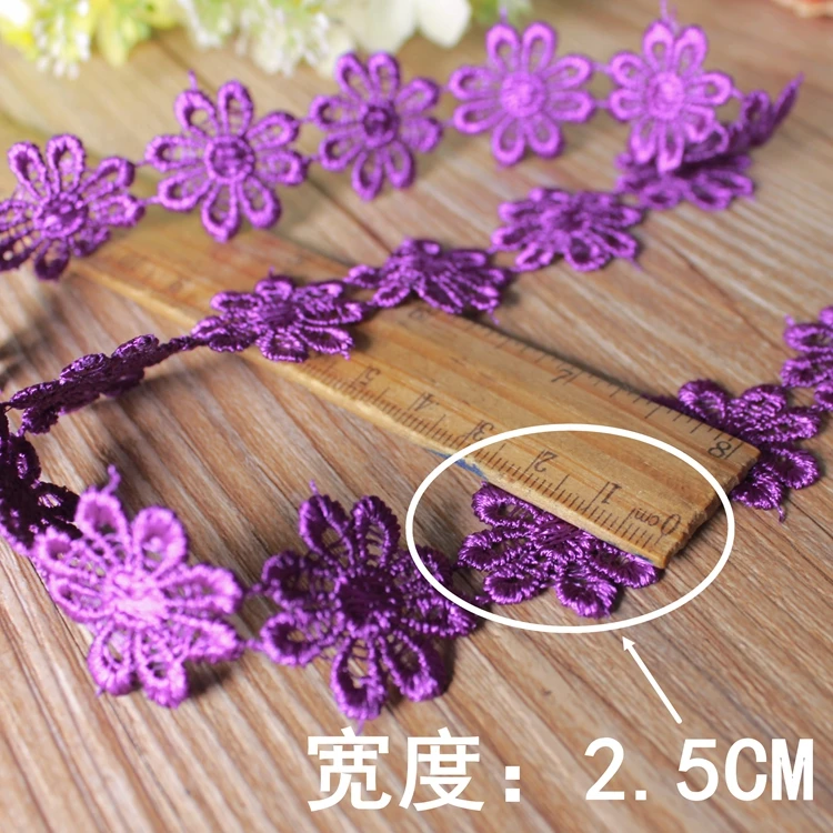 15 ярдов/партия Водорастворимая Вышивка разноцветная Цветочная нашивка 2 5 см
