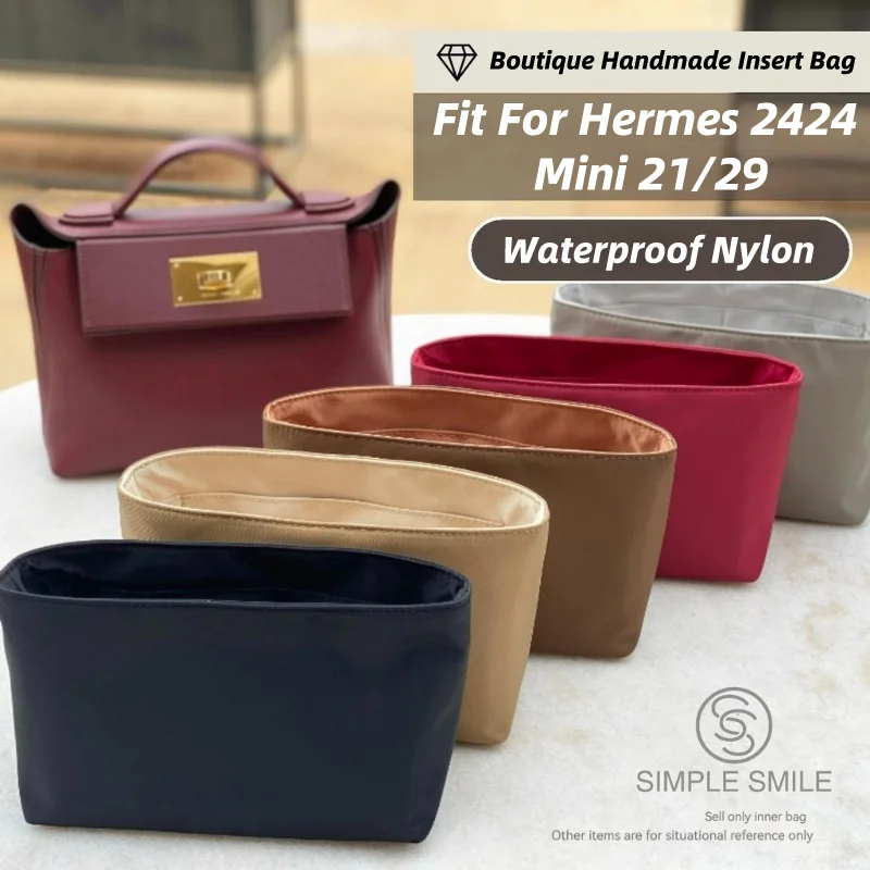 For HERMES 2424 Mini 21/29 Make up Organizer Felt Cloth Handbag Organizer Insert Bag Travel Inner Purse Portable Cosmetic Bags
