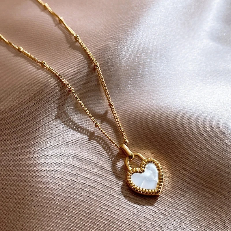 2023 Vintage Double Sided Heart Pendant Necklace For Women Girl Clavicle Chain Choker New Fashion Trendy Jewelry Gift Party