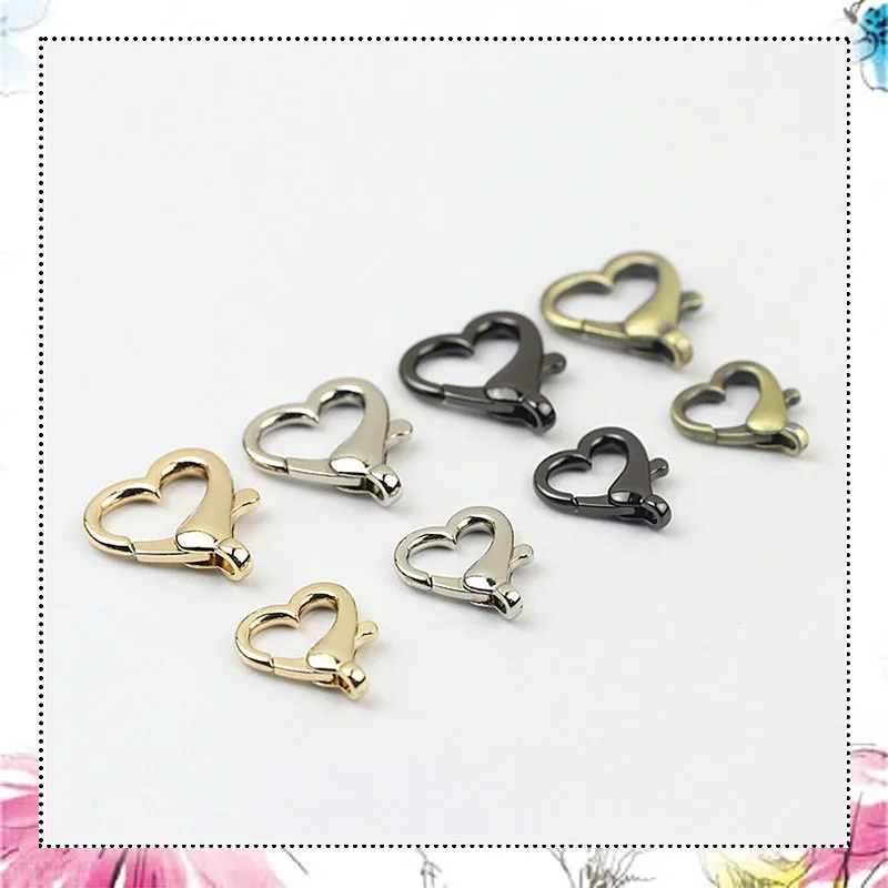 50Pcs Mini Heart Metal Lobster Swivel Trigger Buckle O Ring Hook Clasp Snap Bag Strap Backpack Connector Diy Accessories