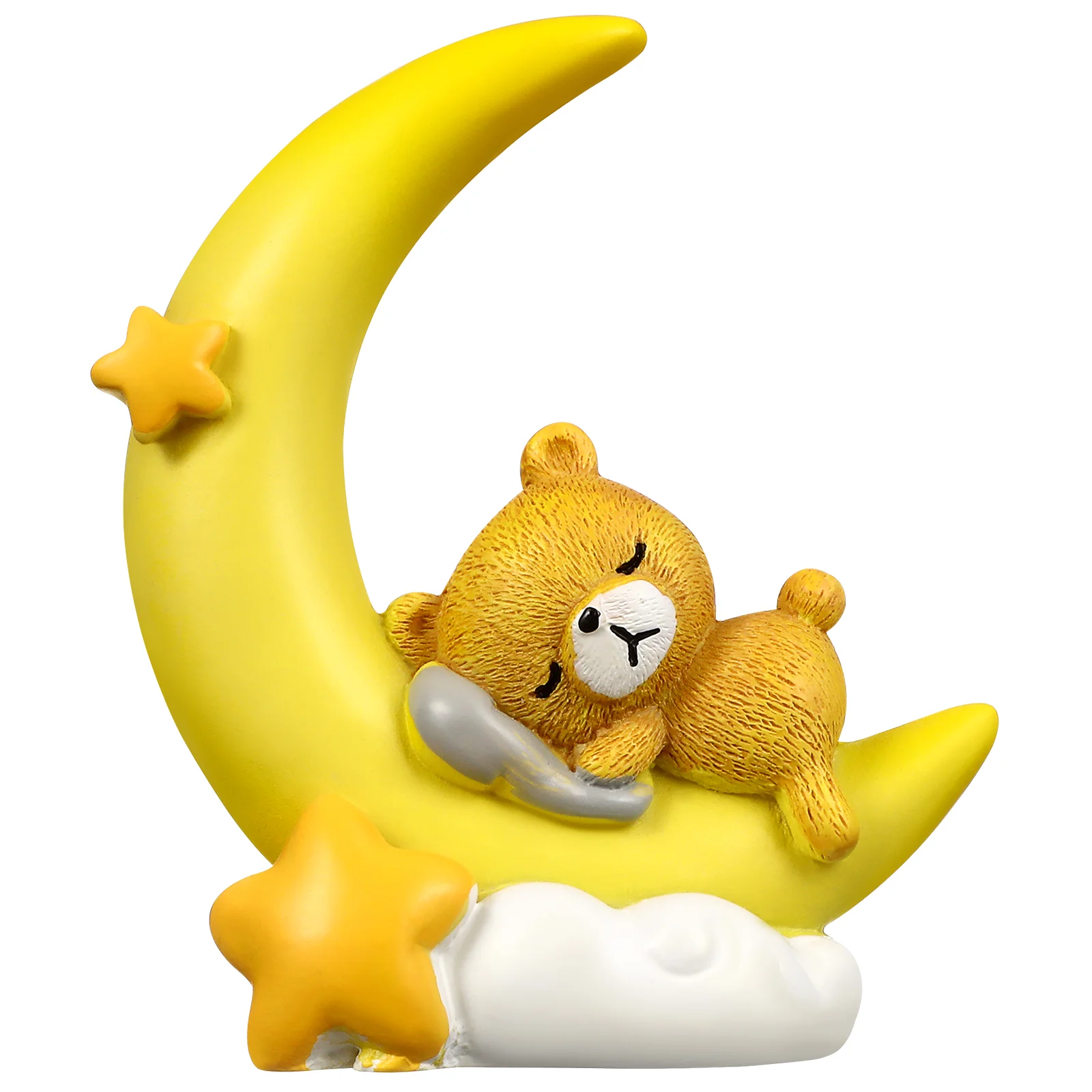 

Amosfun Creative Bear Moon Craft Statue Cartoon Resin Figurine Car Home Cake Desktop Adornment (Yellow)