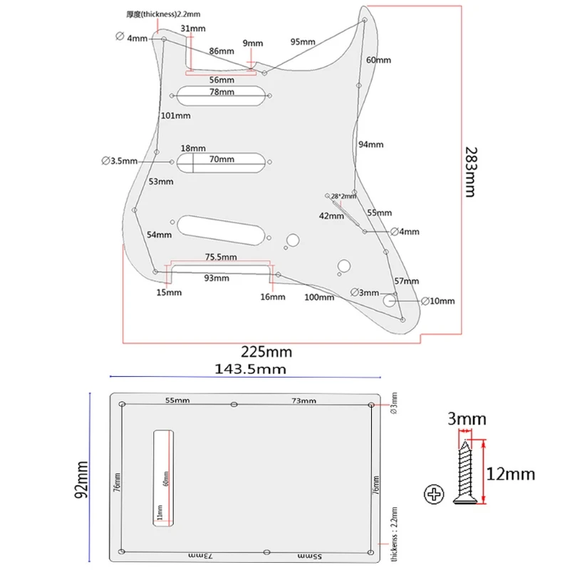 1 компл. SSS накладка на заднюю пластину для электрогитары ручка звукоснимателя