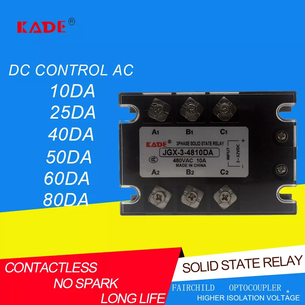 

2023 jgx-3/SSR -3-10DA/25DA/40DA/50DA/60DA/80DA DC Control AC Three Phase Solid State Relay 480VAC 3-32VDC Containers Storage Di