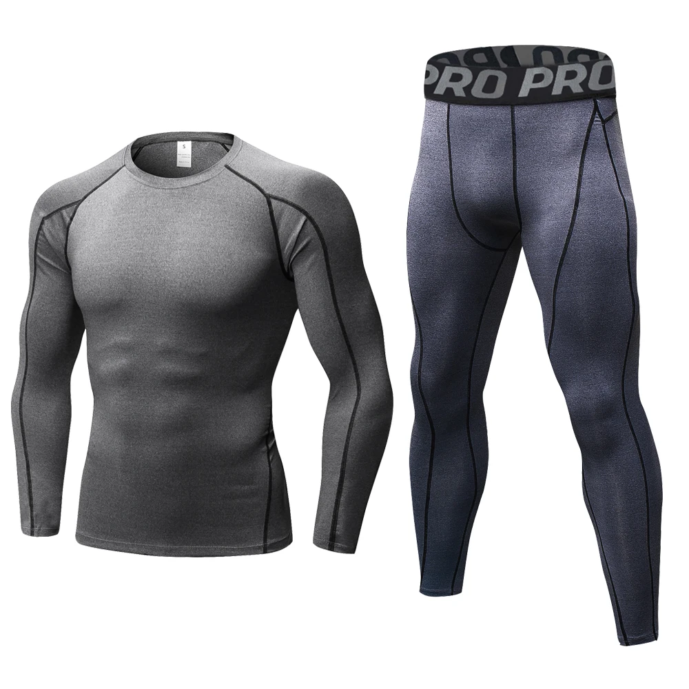 Мужской компрессионный комплект из рубашки и брюк, Быстросохнущий ...