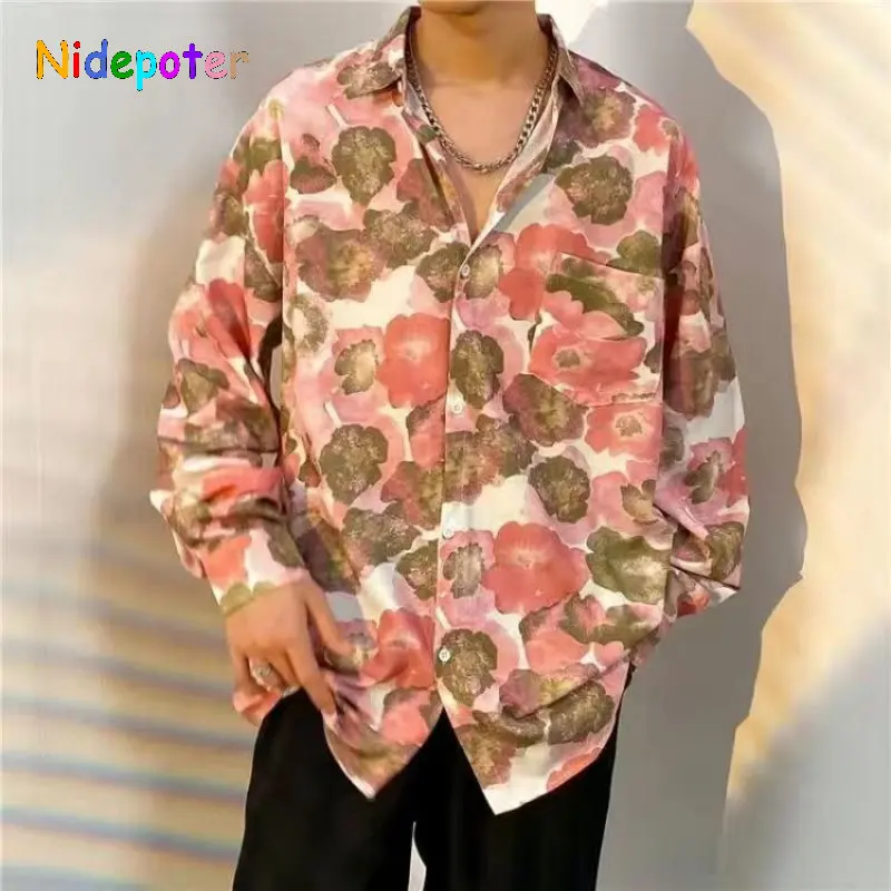 Nidepoter Men And Women Shirt Blouses Camisas Women Tops Long Sleeve Silk Shirt Vertical Clothing Tops Coat Clothes Camisas