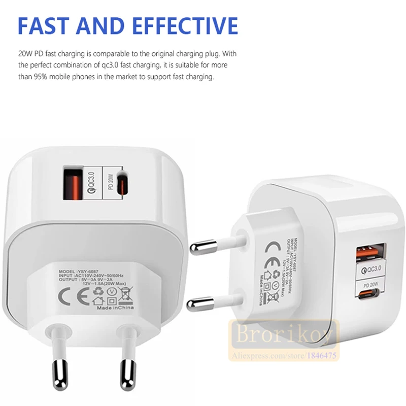 USB C Charger 20W PD Fast Charge QC3.0 QC4.0 For Macbook Pro iPhone12 Samsung S20 Huawei P40 P30 Xiaomi 10 9 Mi iPad Adapter |