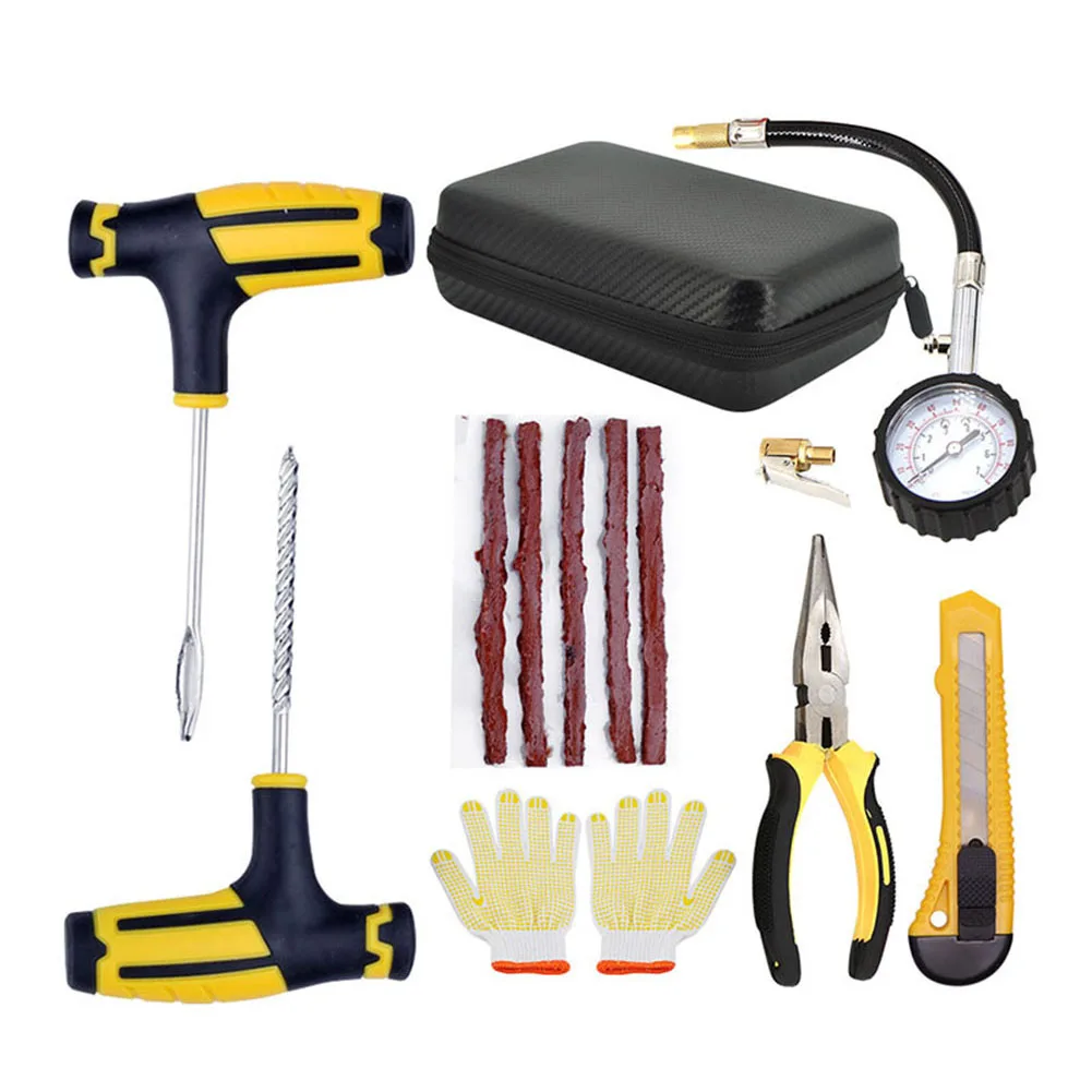 

Car Tire Repair Kit Puncture Plug Tools Tyre Puncture Emergency for Tire Strips Stirring Glue Repair Tool Kit Car Accessories