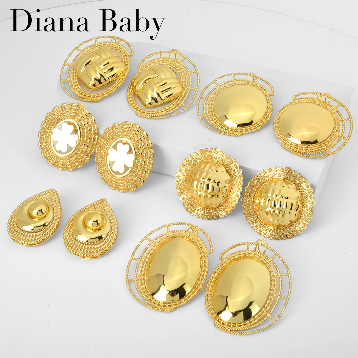 

Diana Baby Jewelry Dubai 18K Gold Plated Africa Earrings Nigeria Big Luxury Classic New Jewellery for Lady Party Wedding Gift