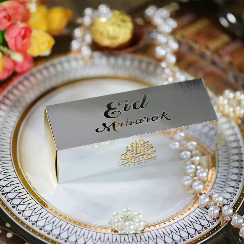 

2/5/10pcs Eid Mubarak Box Candy Dragee Gift Box Ramadan Kareem DIY Islamic Muslim Festival Happy Al-Fitr Eid Party Decoration