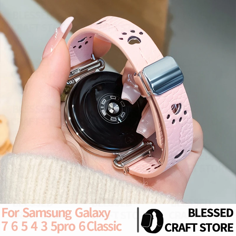 Фото Ремешок с узором в виде кошачьей лапы для Samsung Galaxy Watch 7 6 FE 5 Pro 4 6 Classic 44 мм 40 мм, спортивный браслет, аксессуары для умных часов №1