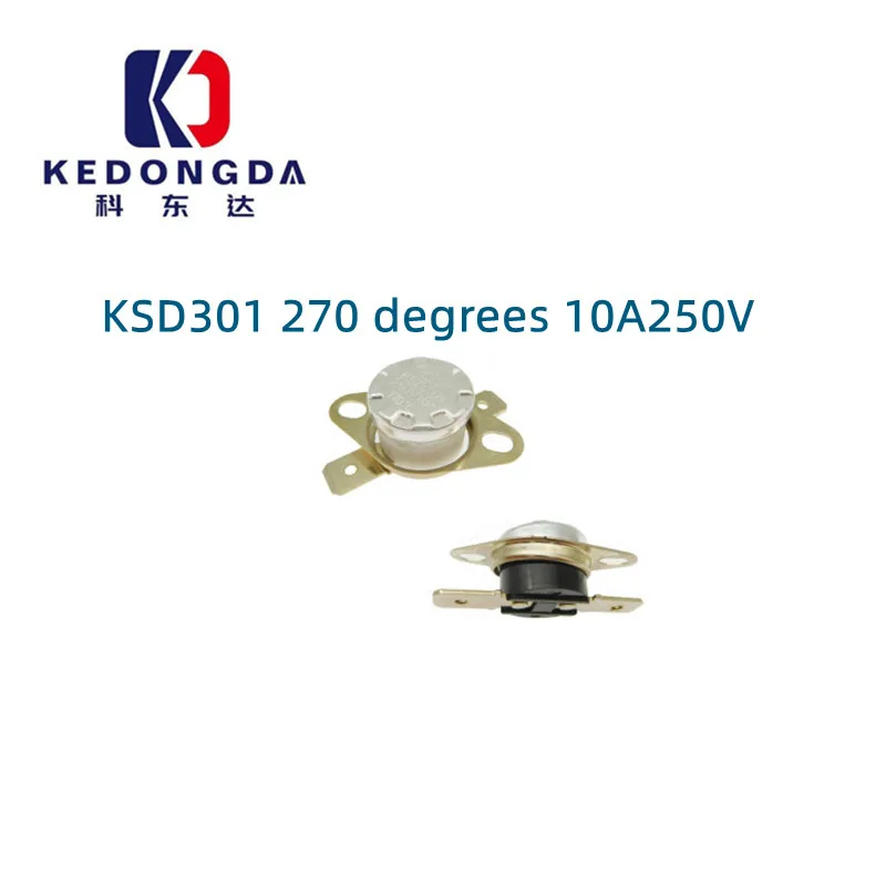 

5PCS Temperature control switch KSD301 270 degrees 10A250V normally closed ceramic body jump type temperature switch