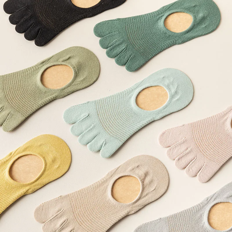 Women's Toe Socks Fashion Sweat-absorbing Breathable Cotton Boat Sock  Elastic Invisible Ankle Short Comfortable Casual Sokken