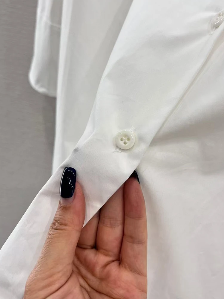 2024 весенняя женская новая однобортная длинная рубашка с лацканами из тяжелого