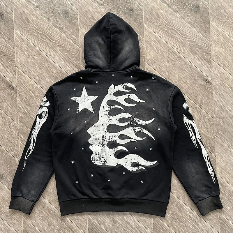 

Washed HELLSTAR Hoodies Oversized Black Pure cotton Men Women 1:1 Hellstar Hooded Sweatshirt Suits
