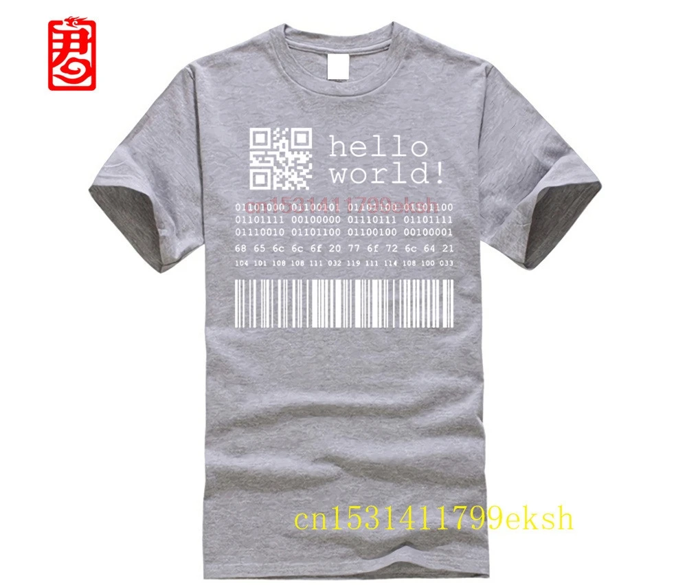 Футболка мужская с надписью хлопок Java программатор компьютер Hello World Code Linux Geek Team