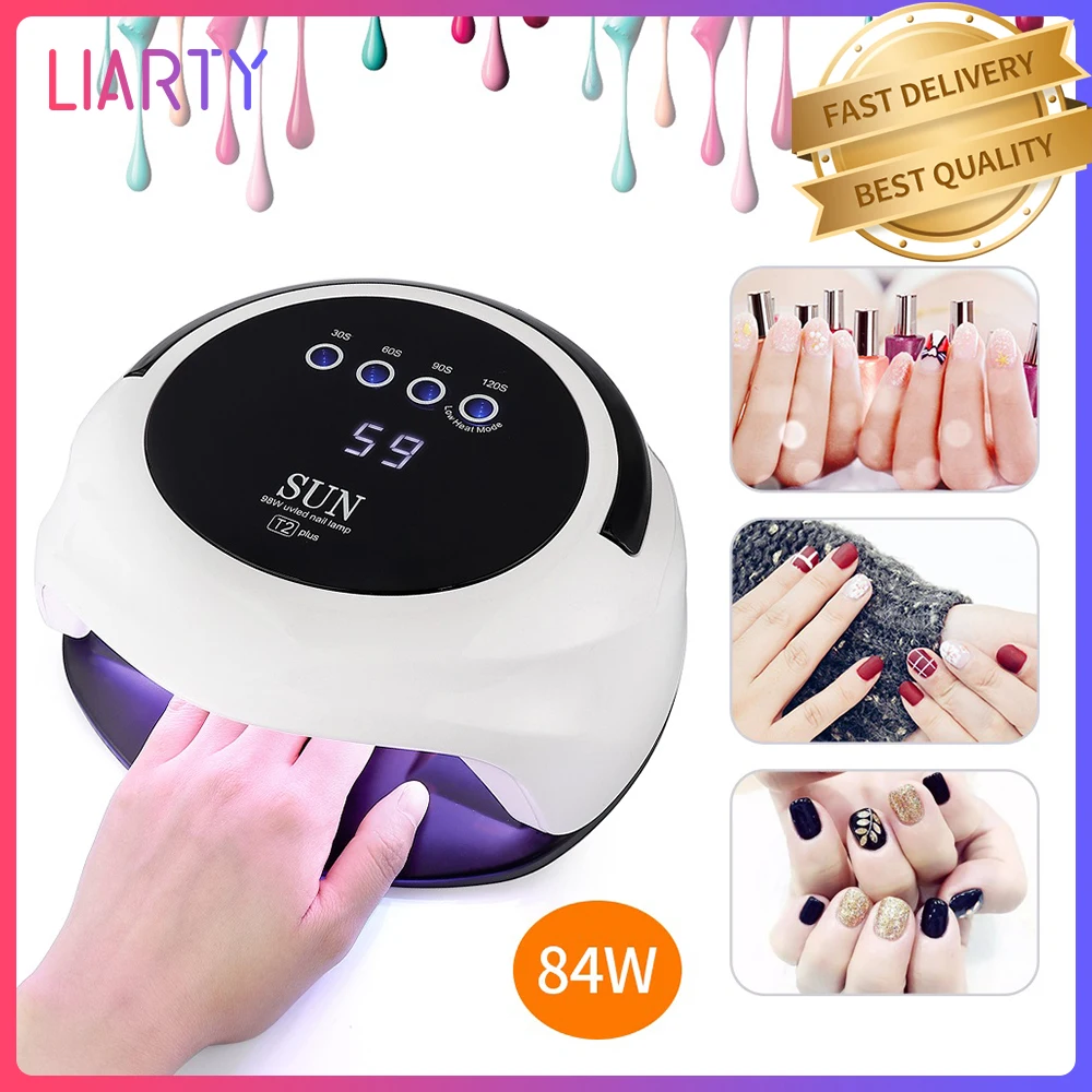 

Liarty 84W Uv Lamp Nail Dryer Gel LED Lamp with 42Pcs Beads Hand-Held Design Easy Carry 30/60S/90/120S Time Set Ice LED Gel Lamp
